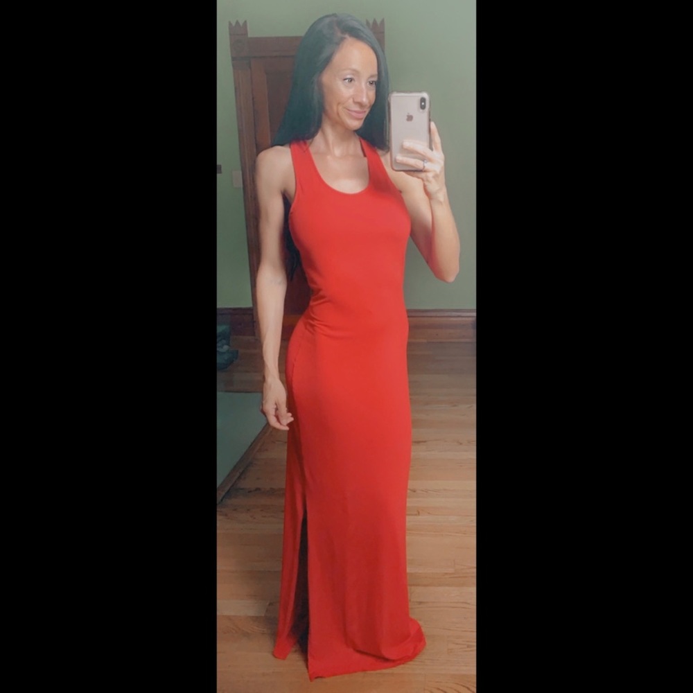 Red maxi dress